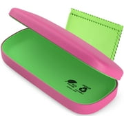 OPTIPAK Hard Shell Glasses Case - Eco Friendly Large Eyeglass Hard Case with Microfiber Cleaning Cloth - Brushed - 1Pk